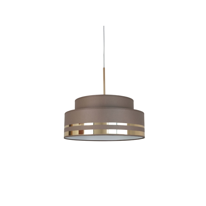 Ljuskrona med textilsladd TAMI 1xE27/60W/230V diameter 40 cm brun/guld