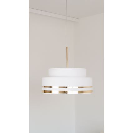 Ljuskrona med textilsladd TAMI 1xE27/60W/230V diameter 40 cm grädde/guld