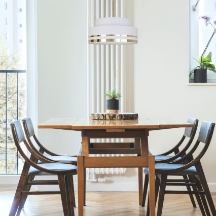 Ljuskrona med textilsladd TAMI 1xE27/60W/230V grädde/guld