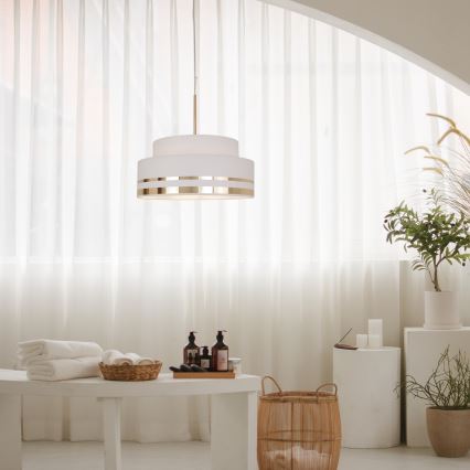 Ljuskrona med textilsladd TAMI 1xE27/60W/230V grädde/guld