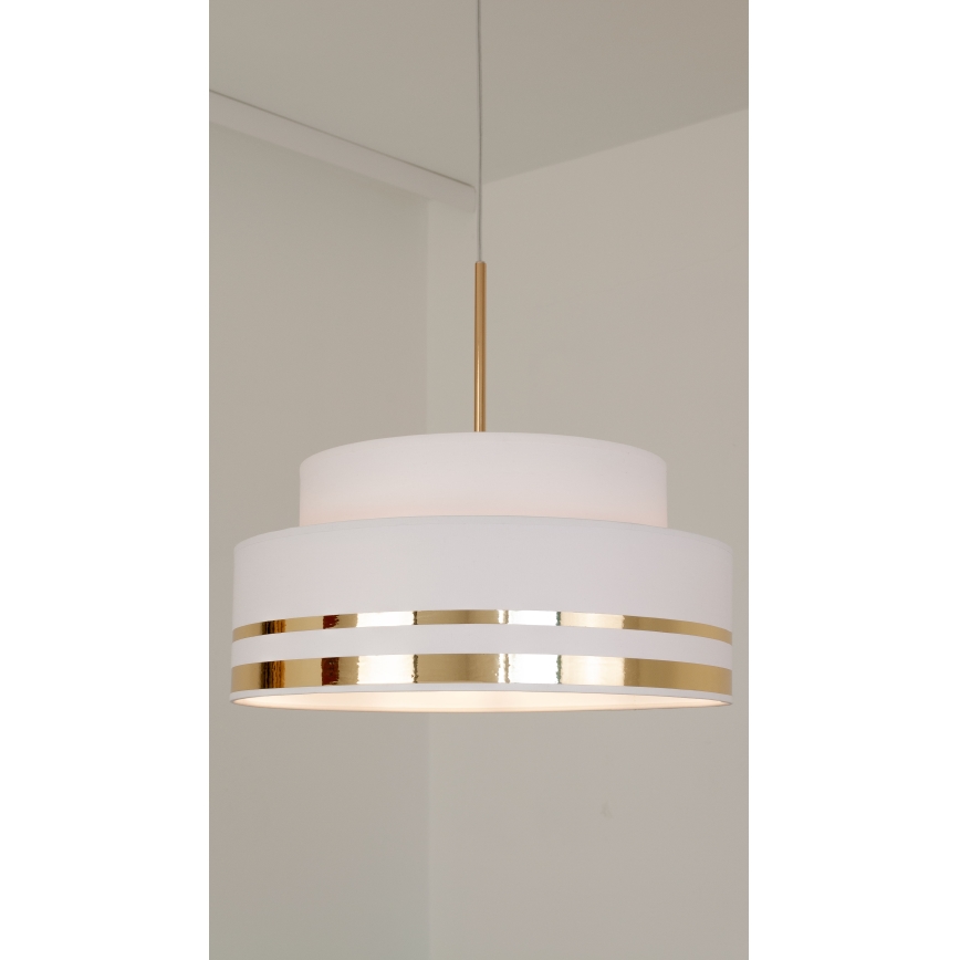 Ljuskrona med textilsladd TAMI 1xE27/60W/230V grädde/guld