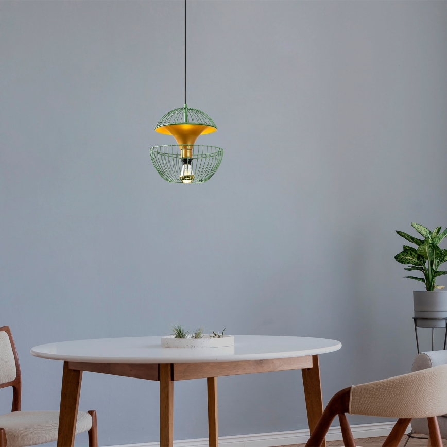 Ljuskrona med textilsladd TELMANDER 1xE27/40W/230V grön