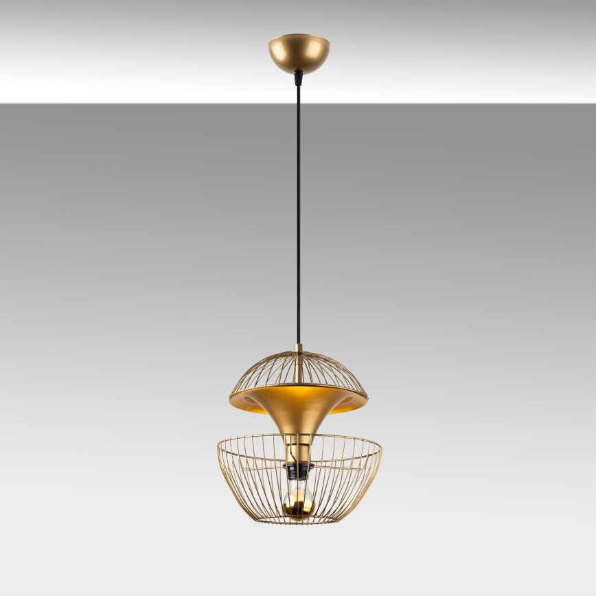 Ljuskrona med textilsladd TELMANDER 1xE27/40W/230V guld