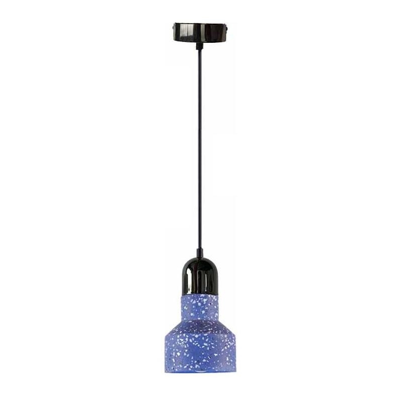 Ljuskrona med textilsladd TERRAZZO 1xE27/60W/230V diameter 12 cm blå