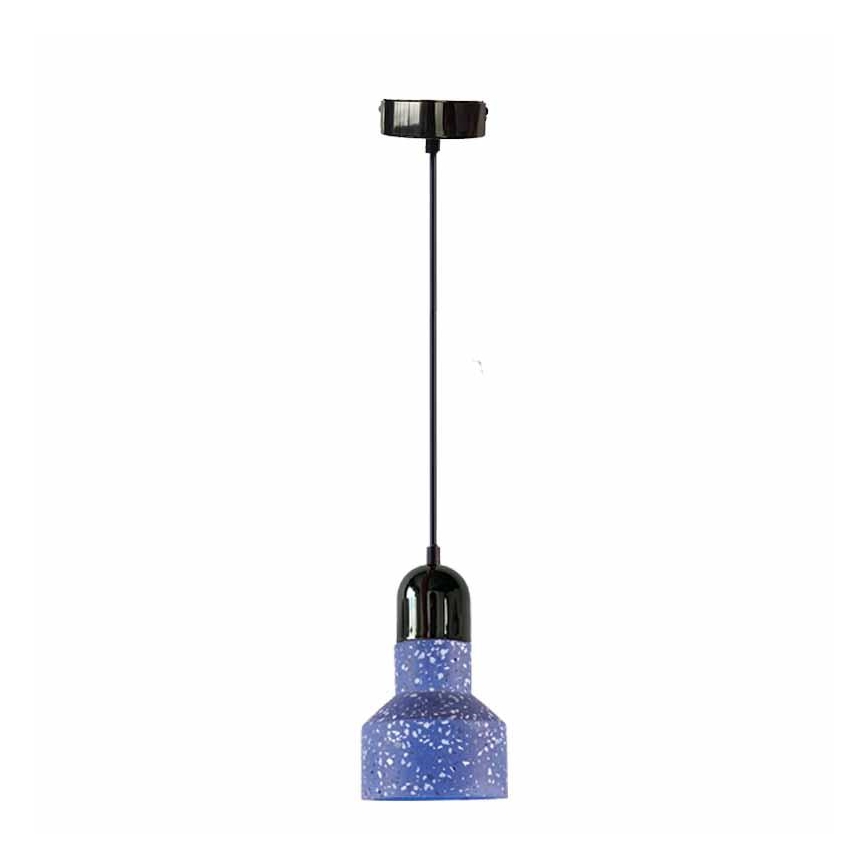 Ljuskrona med textilsladd TERRAZZO 1xE27/60W/230V diameter 12 cm blå