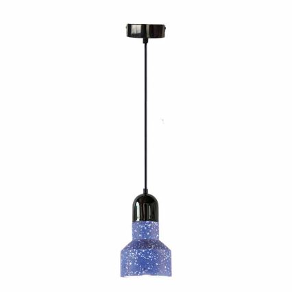 Ljuskrona med textilsladd TERRAZZO 1xE27/60W/230V diameter 12 cm blå