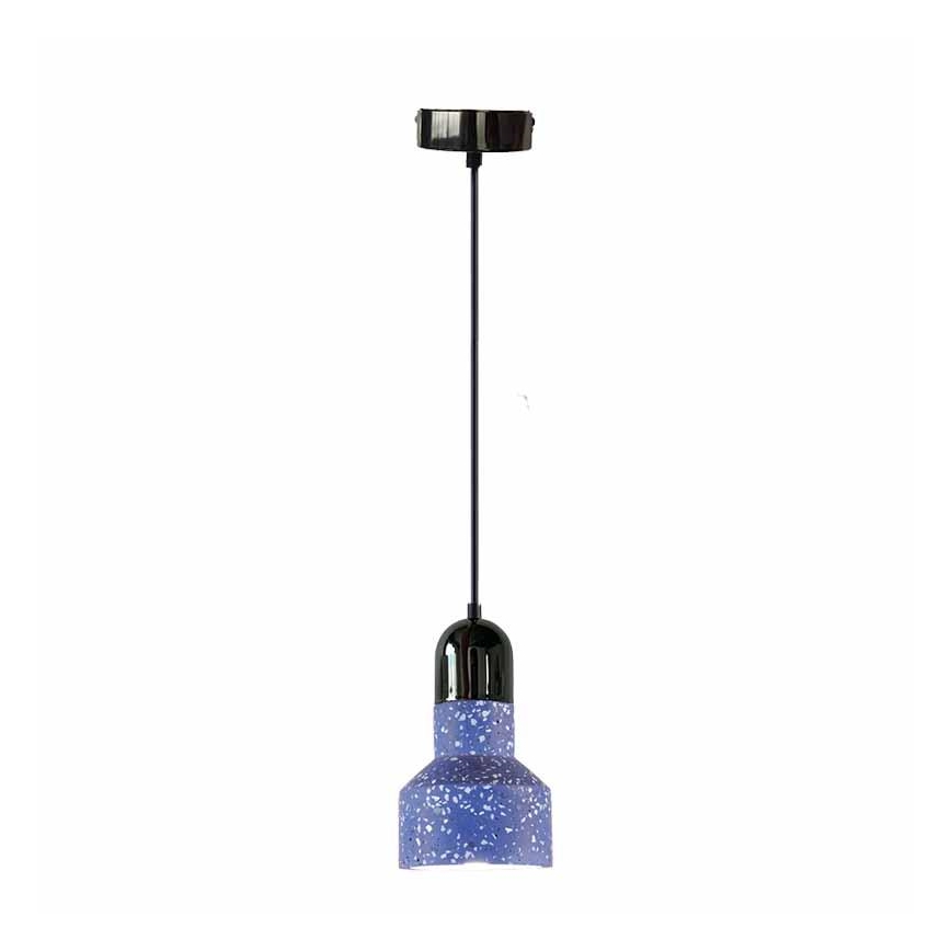 Ljuskrona med textilsladd TERRAZZO 1xE27/60W/230V diameter 12 cm blå