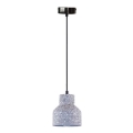Ljuskrona med textilsladd TERRAZZO 1xE27/60W/230V diameter 12 cm grå
