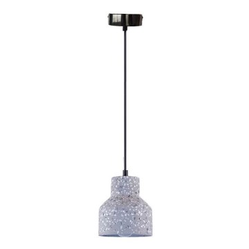 Ljuskrona med textilsladd TERRAZZO 1xE27/60W/230V diameter 12 cm grå