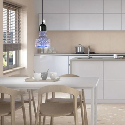 Ljuskrona med textilsladd TERRAZZO 1xE27/60W/230V diameter 12 cm grå