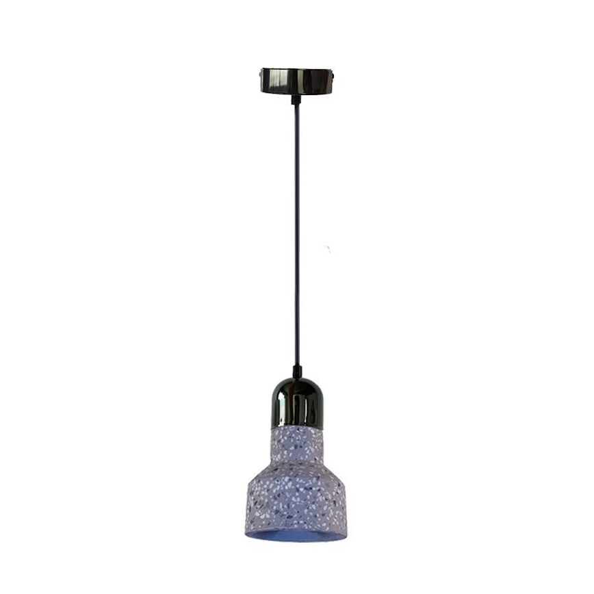 Ljuskrona med textilsladd TERRAZZO 1xE27/60W/230V diameter 12 cm grå