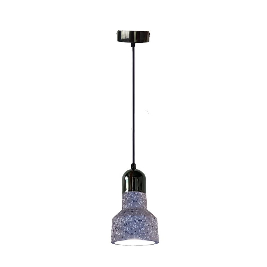 Ljuskrona med textilsladd TERRAZZO 1xE27/60W/230V diameter 12 cm grå