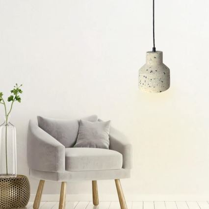 Ljuskrona med textilsladd TERRAZZO 1xE27/60W/230V diameter 12 cm grädde