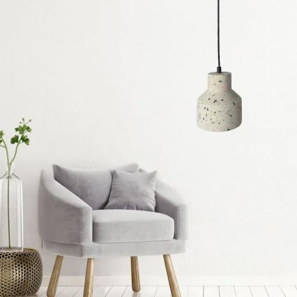 Ljuskrona med textilsladd TERRAZZO 1xE27/60W/230V diameter 12 cm grädde