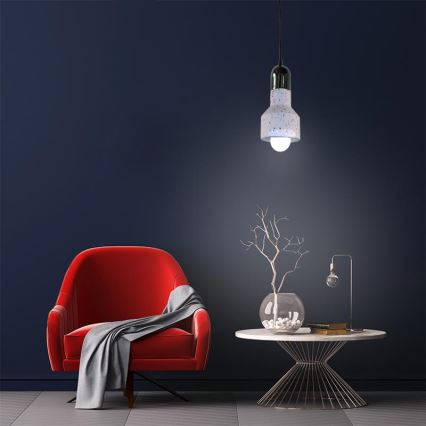 Ljuskrona med textilsladd TERRAZZO 1xE27/60W/230V diameter 12 cm grädde