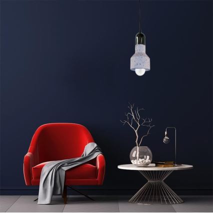 Ljuskrona med textilsladd TERRAZZO 1xE27/60W/230V diameter 12 cm grädde