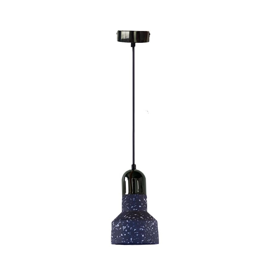 Ljuskrona med textilsladd TERRAZZO 1xE27/60W/230V diameter 12 cm svart