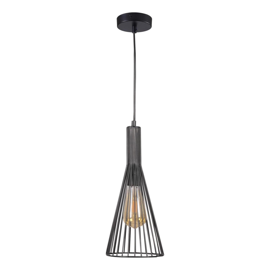 Ljuskrona med textilsladd TIANA 1xE27/20W/230V diameter 15,5 cm svart