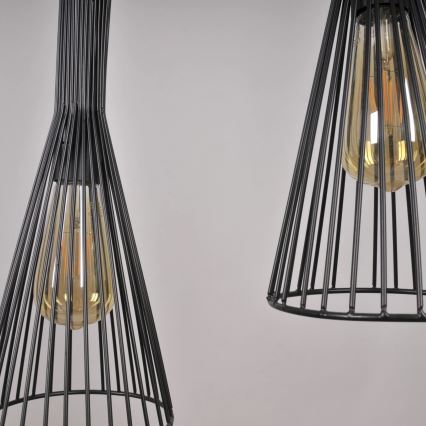 Ljuskrona med textilsladd TIANA 1xE27/20W/230V diameter 15,5 cm svart