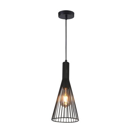 Ljuskrona med textilsladd TIANA 1xE27/20W/230V diameter 15,5 cm svart