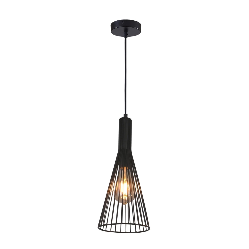 Ljuskrona med textilsladd TIANA 1xE27/20W/230V diameter 15,5 cm svart