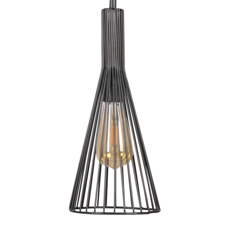 Ljuskrona med textilsladd TIANA 1xE27/20W/230V diameter 15,5 cm svart