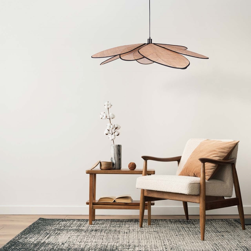 Ljuskrona med textilsladd TOBAGO 1xE27/20W/230V diameter 100 cm beige