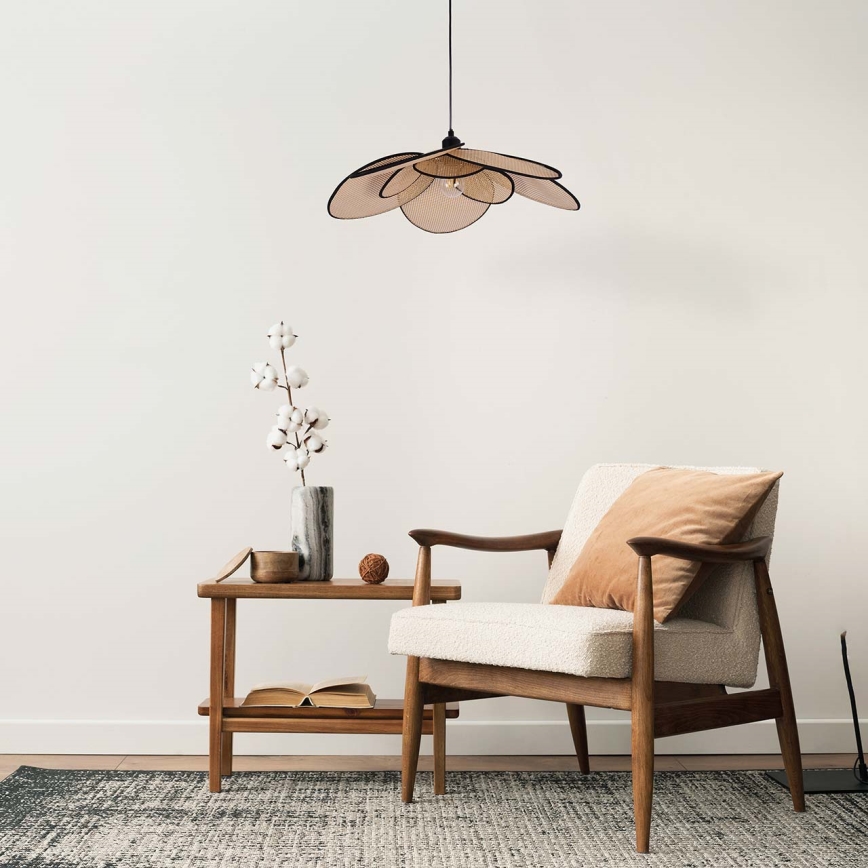 Ljuskrona med textilsladd TOBAGO 1xE27/20W/230V diameter 60 cm beige