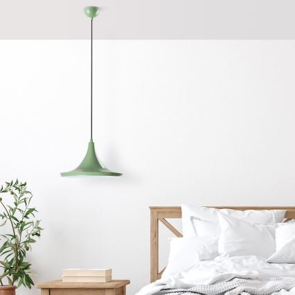 Ljuskrona med textilsladd TOM 1xE27/40W/230V grön