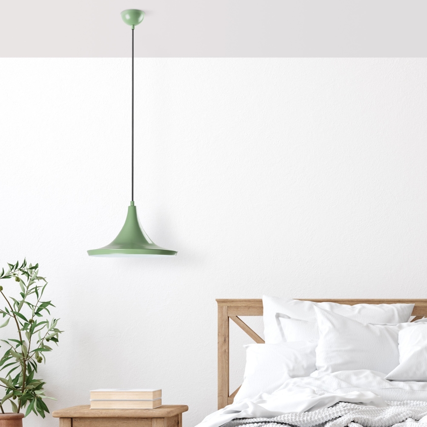 Ljuskrona med textilsladd TOM 1xE27/40W/230V grön