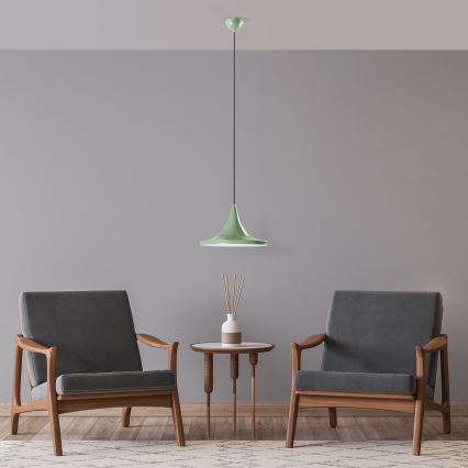 Ljuskrona med textilsladd TOM 1xE27/40W/230V grön