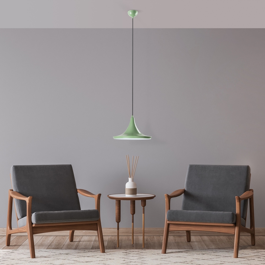 Ljuskrona med textilsladd TOM 1xE27/40W/230V grön