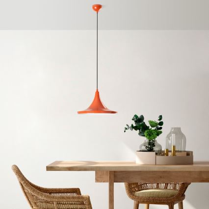Ljuskrona med textilsladd TOM 1xE27/40W/230V orange