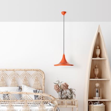 Ljuskrona med textilsladd TOM 1xE27/40W/230V orange