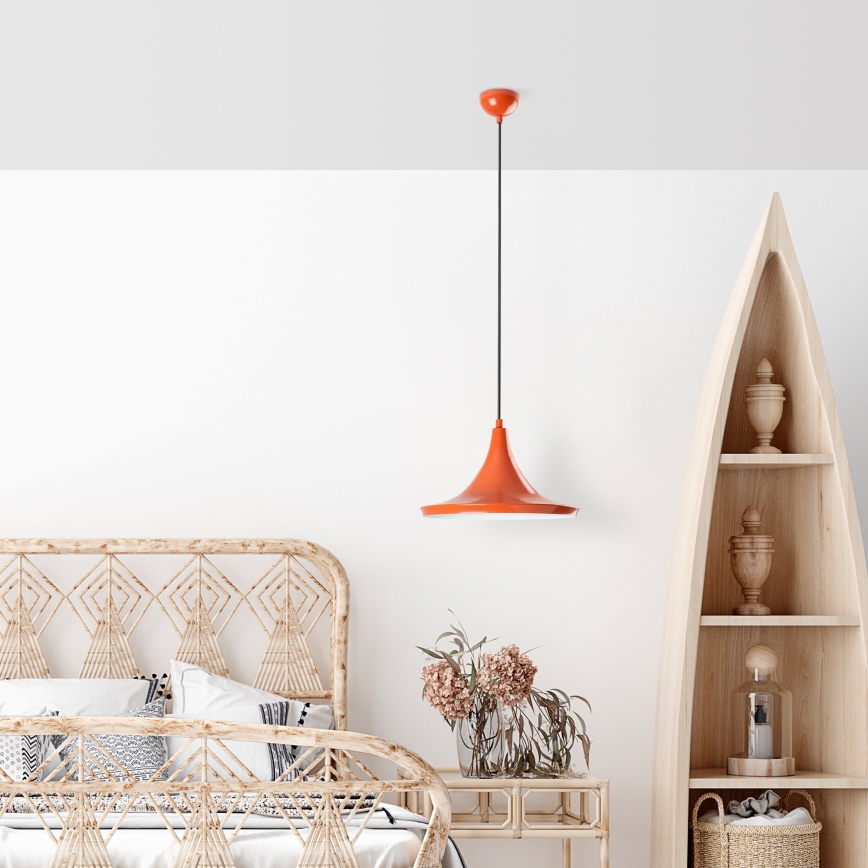 Ljuskrona med textilsladd TOM 1xE27/40W/230V orange