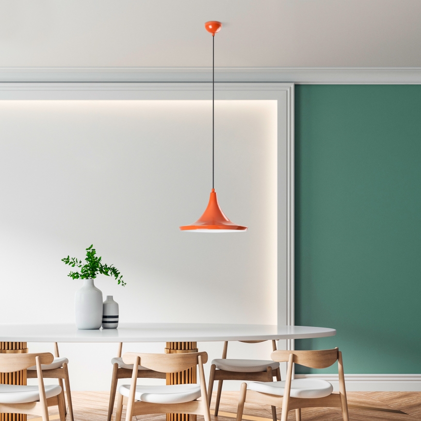 Ljuskrona med textilsladd TOM 1xE27/40W/230V orange