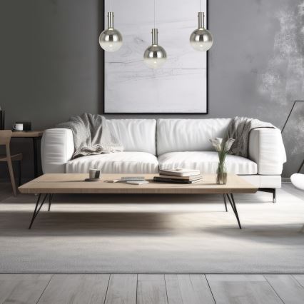 Ljuskrona med textilsladd TORONTO 1xGU10/8W/230V skinande krom