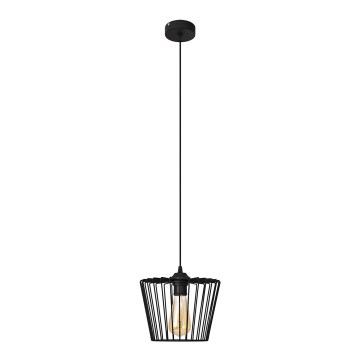 Ljuskrona med textilsladd TORRI 1xE27/15W/230V diameter 23 cm svart