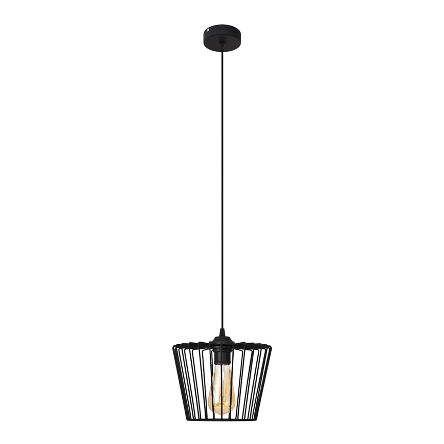 Ljuskrona med textilsladd TORRI 1xE27/15W/230V diameter 23 cm svart