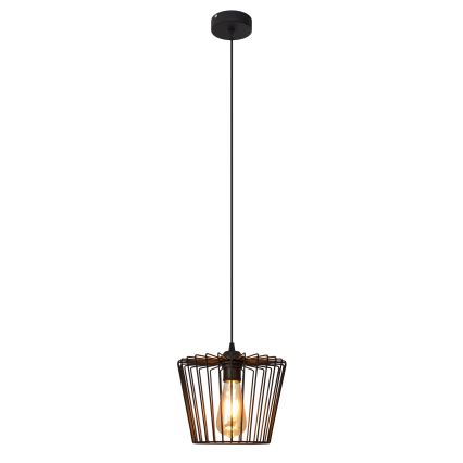 Ljuskrona med textilsladd TORRI 1xE27/15W/230V diameter 23 cm svart