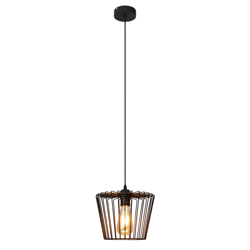 Ljuskrona med textilsladd TORRI 1xE27/15W/230V diameter 23 cm svart