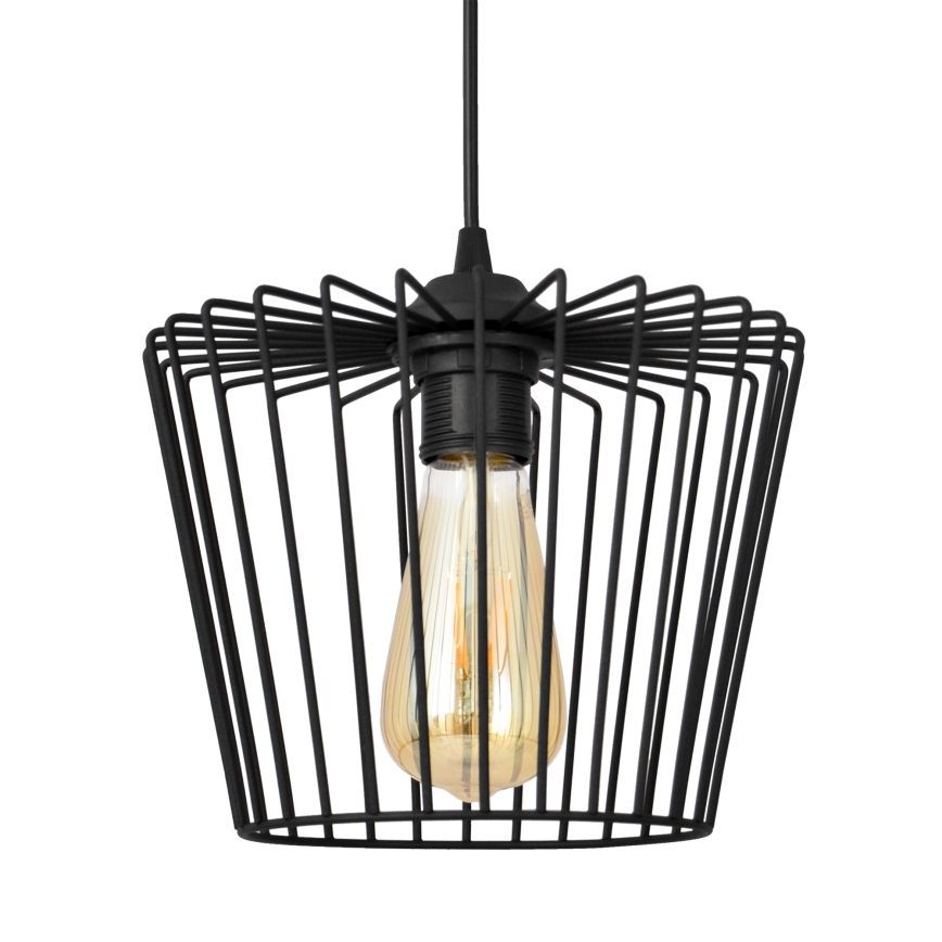 Ljuskrona med textilsladd TORRI 1xE27/15W/230V diameter 23 cm svart