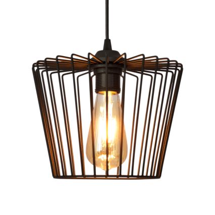 Ljuskrona med textilsladd TORRI 1xE27/15W/230V diameter 23 cm svart