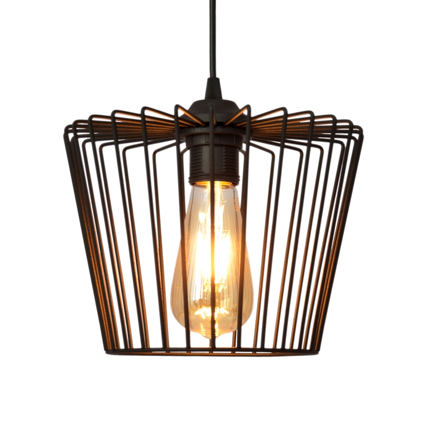 Ljuskrona med textilsladd TORRI 1xE27/15W/230V diameter 23 cm svart