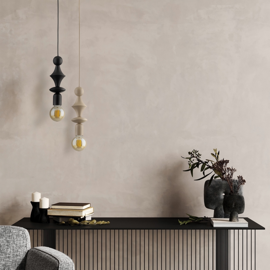 Ljuskrona med textilsladd TOWER 1xE27/15W/230V beige