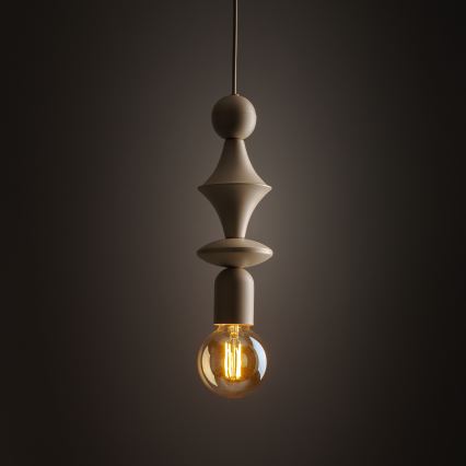 Ljuskrona med textilsladd TOWER 1xE27/15W/230V beige