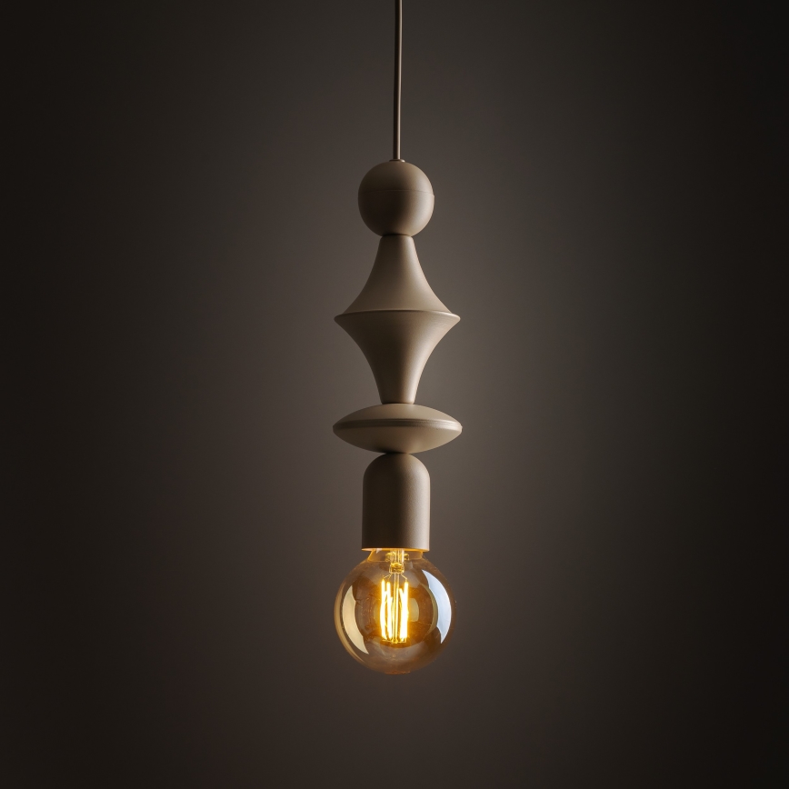 Ljuskrona med textilsladd TOWER 1xE27/15W/230V beige