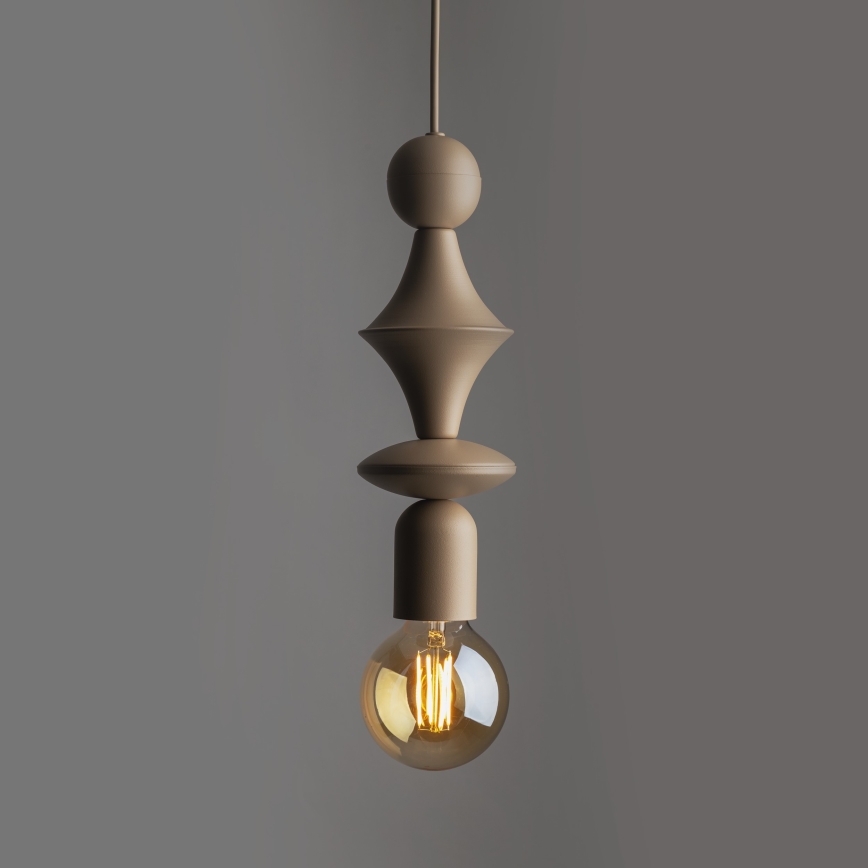 Ljuskrona med textilsladd TOWER 1xE27/15W/230V beige