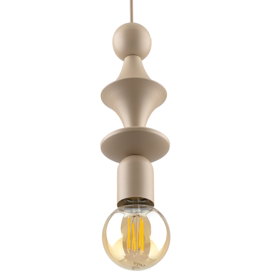 Ljuskrona med textilsladd TOWER 1xE27/15W/230V beige