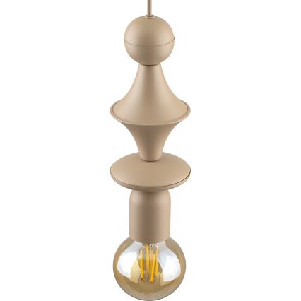 Ljuskrona med textilsladd TOWER 1xE27/15W/230V beige